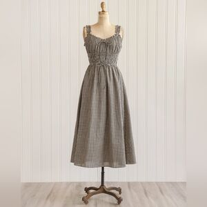 Elegant Black and White Gingham Dress Sz M